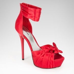 BeBe Luella Crimson Satin heels Size 8